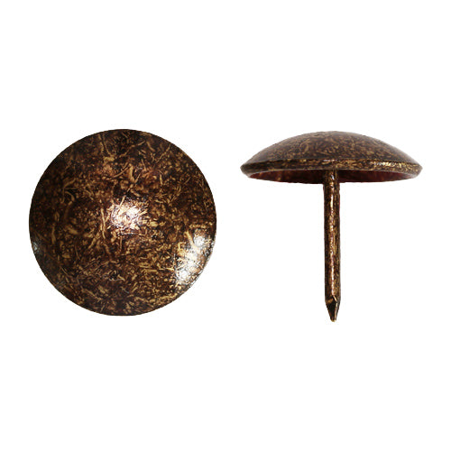 Pack of 10 traditional 19mm domed upholstery nail in an Old Gold finish.