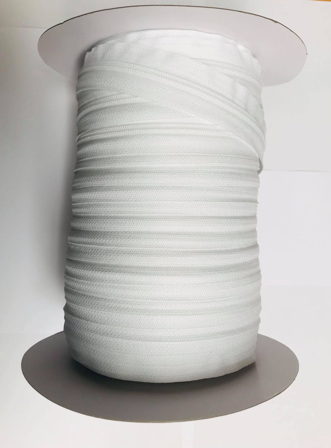 Our quality continuous white zip is Ideal for all of your upholstery and sewing needs.    No 5 Heavyweight zip is ideal for caravan, boat and campers.    